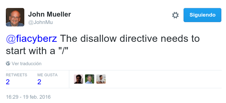 ¿Es necesario comenzar con slash la directiva Disallow?