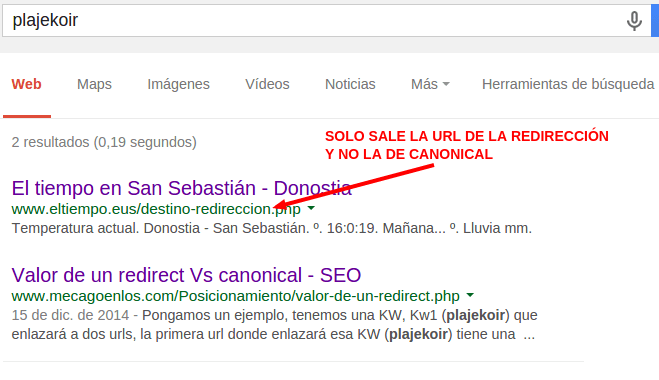 Ante un resultado extraño, nuevo test para valorar Redirect Vs Canonical