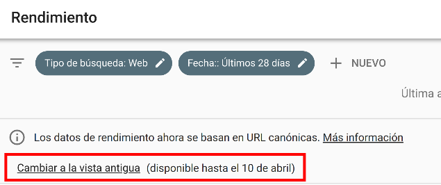 cambiar a la antigua vista