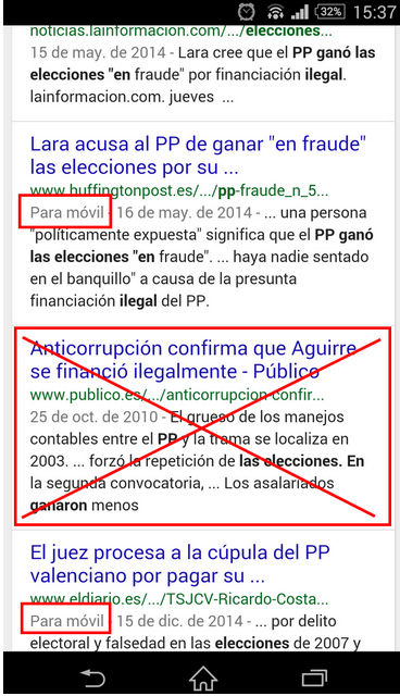 En búsquedas móvil si no tienes diseño adaptable Google no mostrara tus resultados