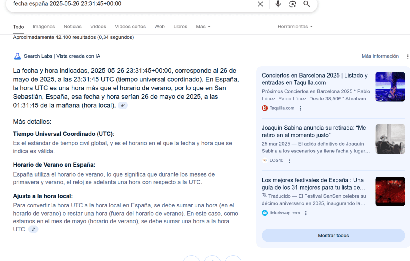 Error inicial de Google con la fecha
