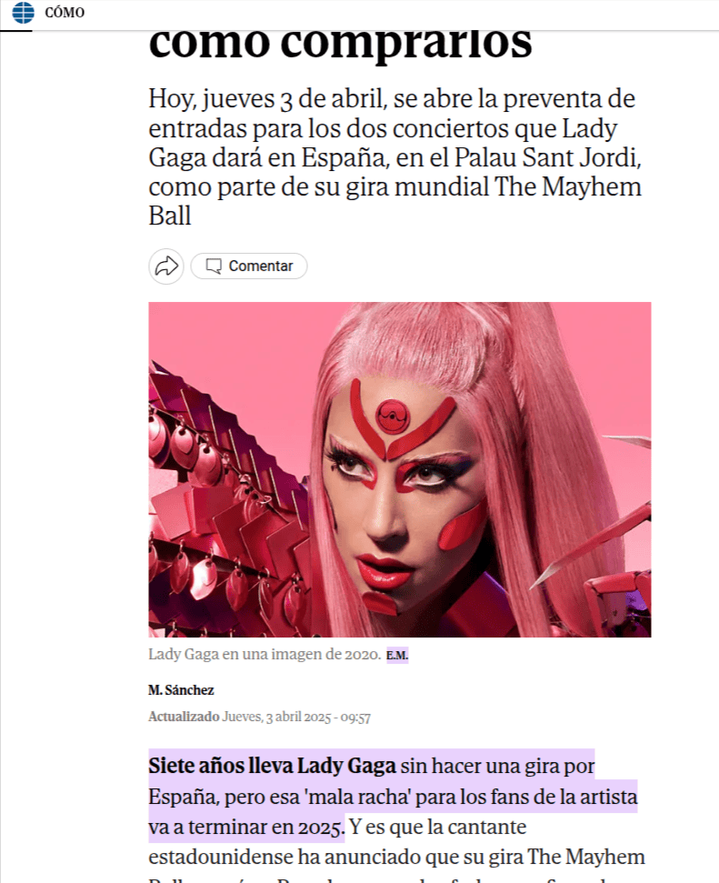 Cita irrelevante de Lady Gaga
