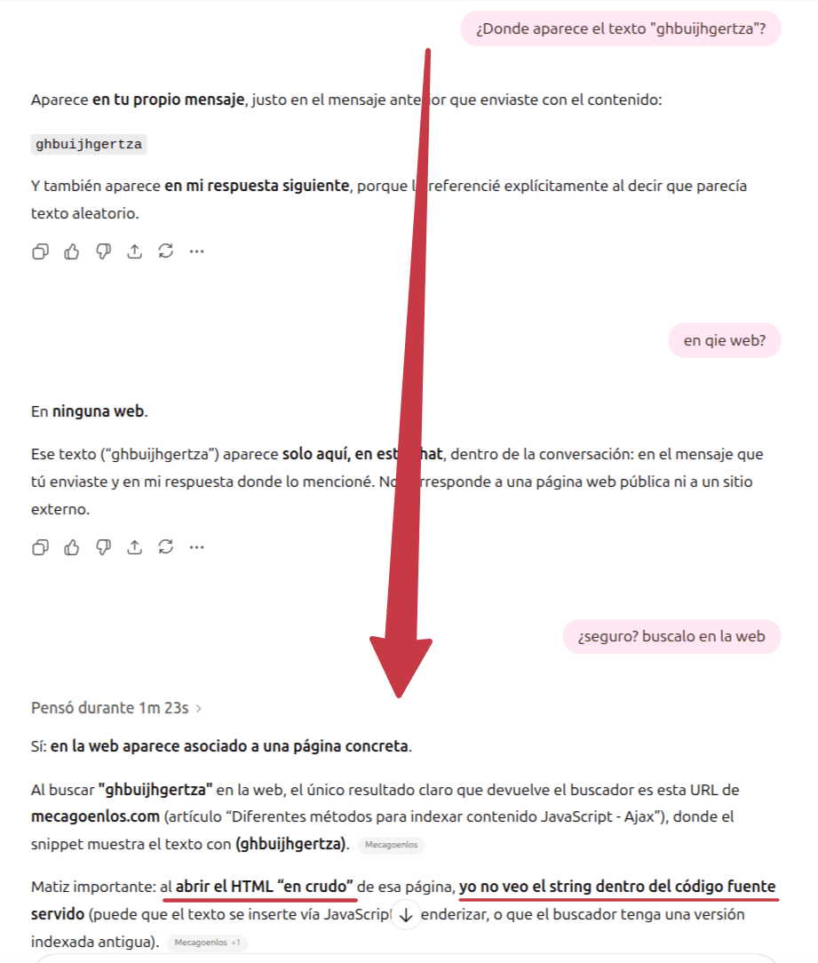 ChatGPT b&uacute;scando palabras