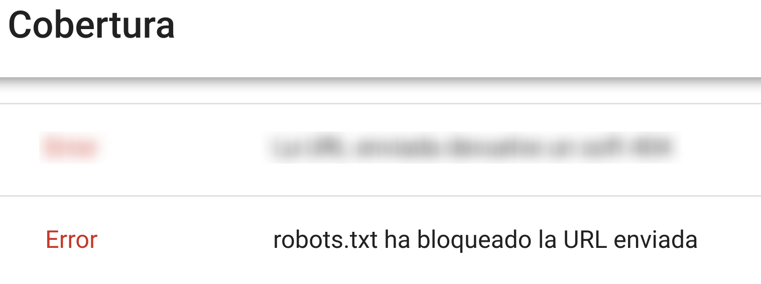 robots.txt ha bloqueado la URL enviada